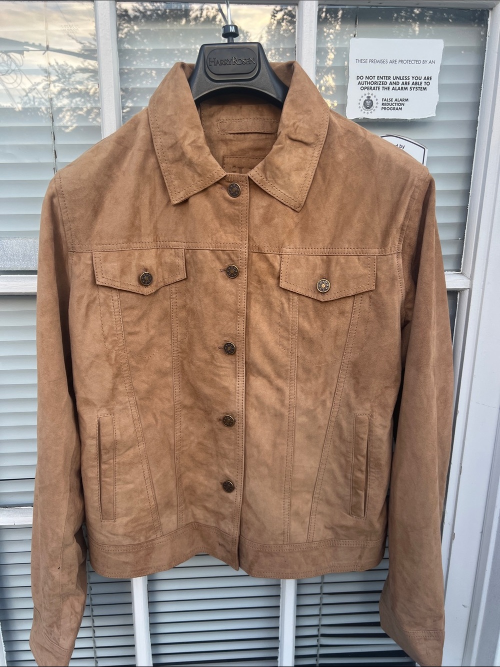 Women’s 100% Genuine leather Suede Button-Front Jacket - Tan(Brand New)